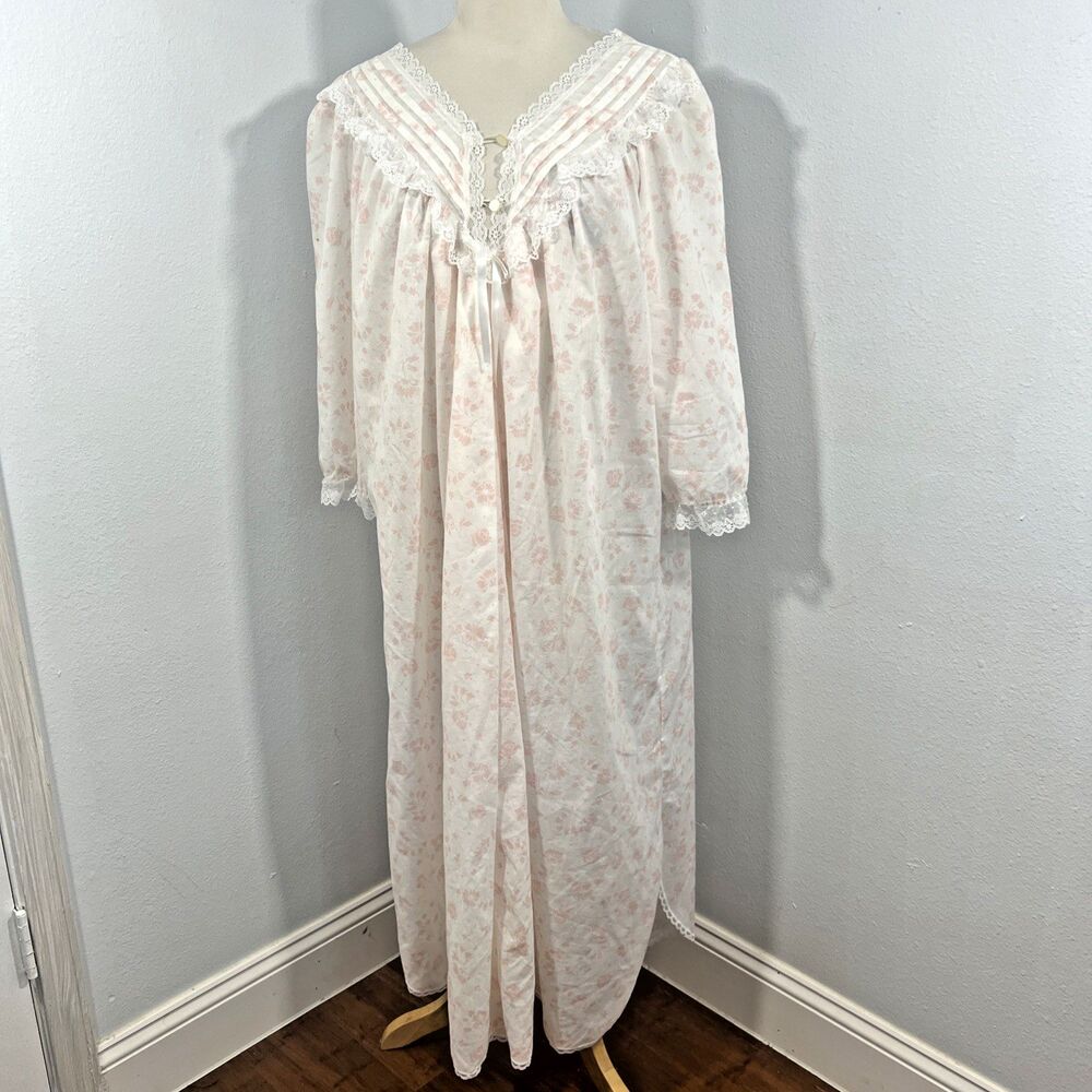 Vtg Take Nine Dress Womens L Floral Maternity Wear Lace Fairycore 90s‎ Made USA